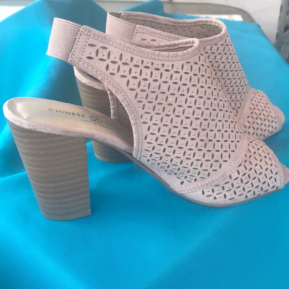 Beautiful Blush Stacked Heel Open Toe